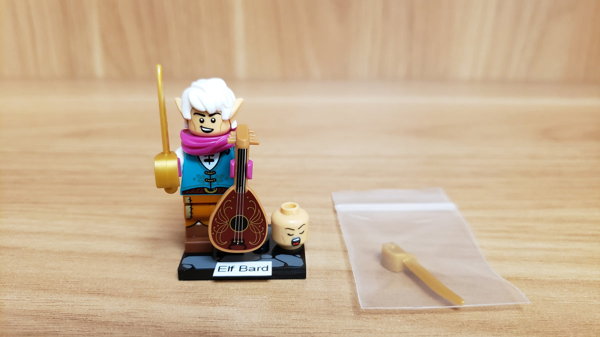 New, Sealed LEGO® Collectible Minifigures Set 71047, coldnd-9 - Elf Bard, Dungeons & Dragons (Complete Set with Stand and Accessories)