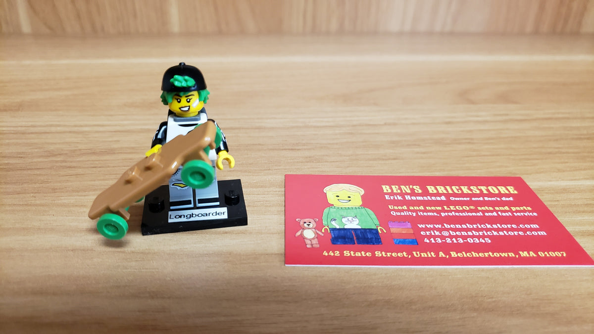 New, Sealed LEGO® Collectible Minifigures Set 71048, col27-7 - Longboarder, Series 27 (Complete Set with Stand and Accessories)