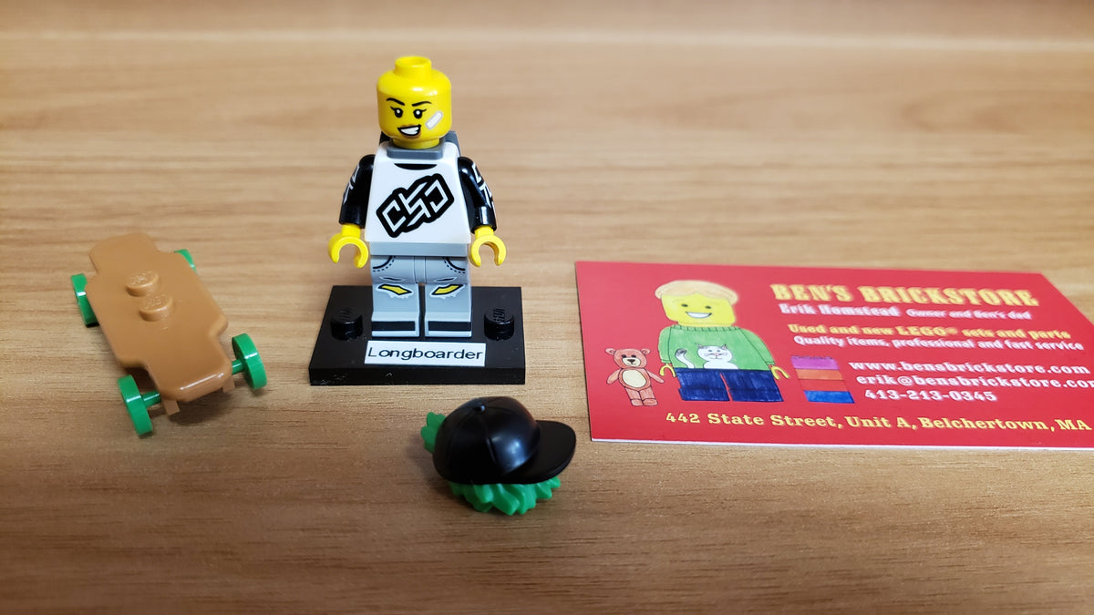 New, Sealed LEGO® Collectible Minifigures Set 71048, col27-7 - Longboarder, Series 27 (Complete Set with Stand and Accessories)
