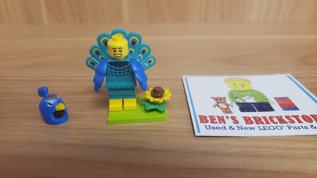 New, Sealed LEGO® Collectible Minifigures Set 71051, col28 - Peacock Costume Fan, Series 28 (Complete Set with Stand and Accessories)
