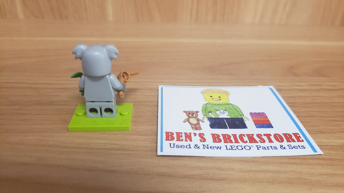 New, Sealed LEGO® Collectible Minifigures Set 71051, col28-6 - Koala Costume Fan, Series 28 (Complete Set with Stand and Accessories)