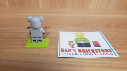 New, Sealed LEGO® Collectible Minifigures Set 71051, col28-6 - Koala Costume Fan, Series 28 (Complete Set with Stand and Accessories)