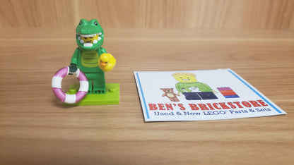 New, Sealed LEGO® Collectible Minifigures Set 71051, col28-8 - Crocodile Costume Fan, Series 28 (Complete Set with Stand and Accessories)