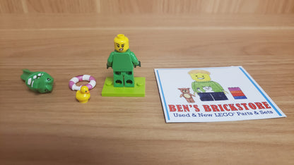 New, Sealed LEGO® Collectible Minifigures Set 71051, col28-8 - Crocodile Costume Fan, Series 28 (Complete Set with Stand and Accessories)