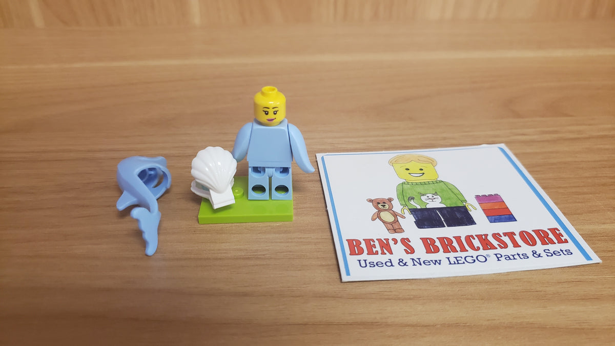 New, Sealed LEGO® Collectible Minifigures Set 71051, col28-9 - Dolphin Costume Fan, Series 28 (Complete Set with Stand and Accessories)