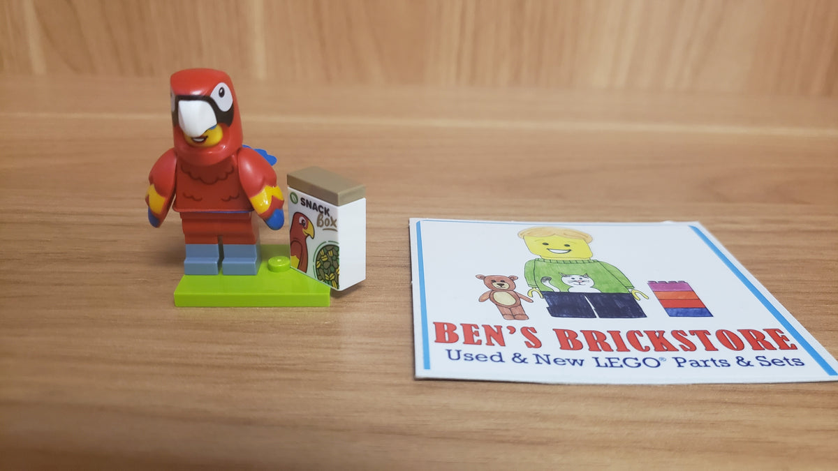 New, Sealed LEGO® Collectible Minifigures Set 71051, col28-12 - Parrot Costume Fan, Series 28 (Complete Set with Stand and Accessories)