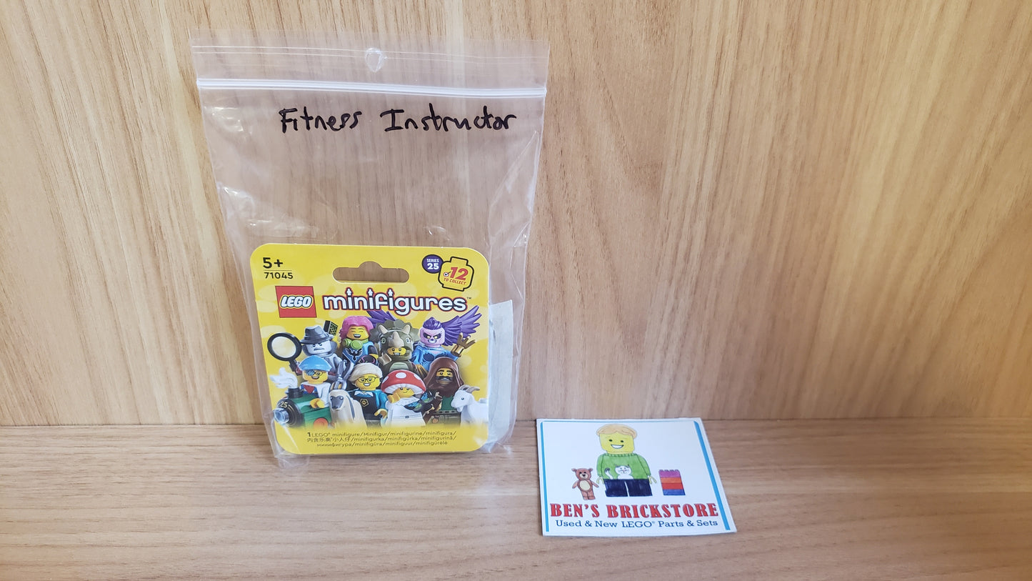 New, Complete LEGO® Collectible Minifigures Set col25-7 - Fitness Instructor, Series 25 (Complete Set with Stand and Accessories)