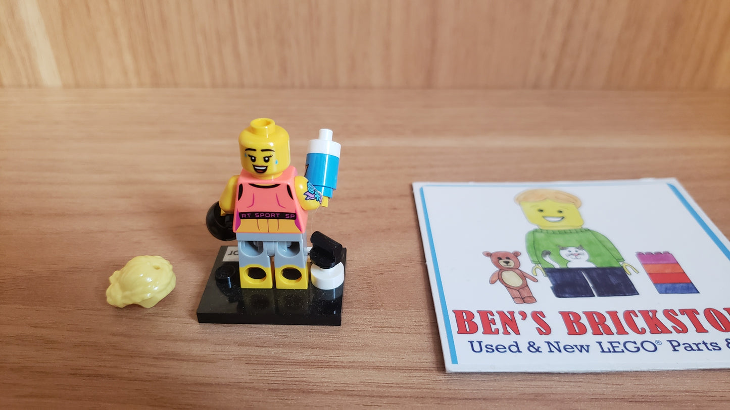 New, Complete LEGO® Collectible Minifigures Set col25-7 - Fitness Instructor, Series 25 (Complete Set with Stand and Accessories)