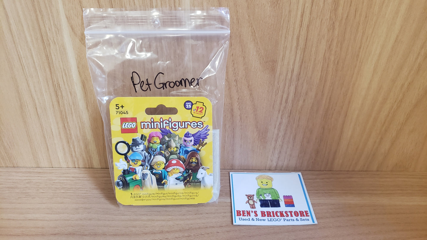 New, Complete LEGO® Collectible Minifigures Set col25-12 - Pet Groomer, Series 25 (Complete Set with Stand and Accessories)