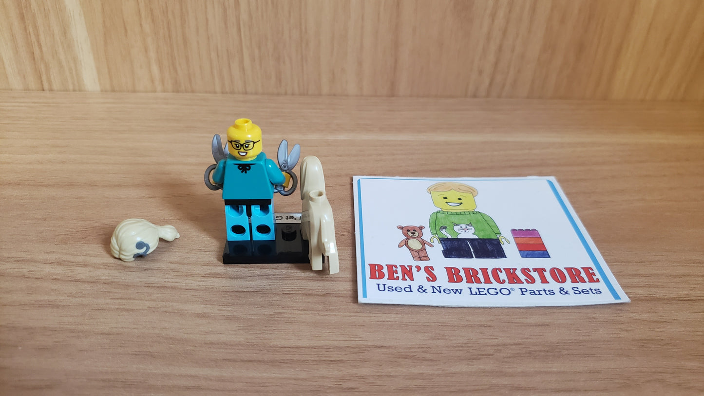 New, Complete LEGO® Collectible Minifigures Set col25-12 - Pet Groomer, Series 25 (Complete Set with Stand and Accessories)