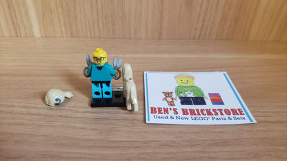 New, Complete LEGO® Collectible Minifigures Set col25-12 - Pet Groomer, Series 25 (Complete Set with Stand and Accessories)