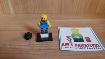 New, Complete LEGO® Collectible Minifigures Set col25-4 - Sprinter, Series 25 (Complete Set with Stand and Accessories)