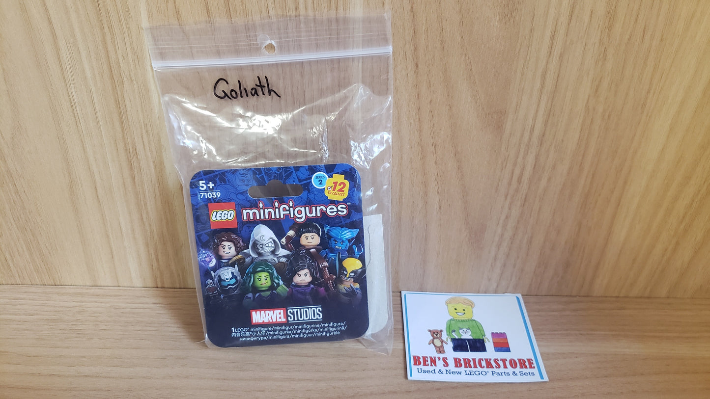 New, Complete LEGO® Collectible Minifigures Set colmar2-8 - Goliath, Marvel Studios, Series 2 (Complete Set with Stand and Accessories)