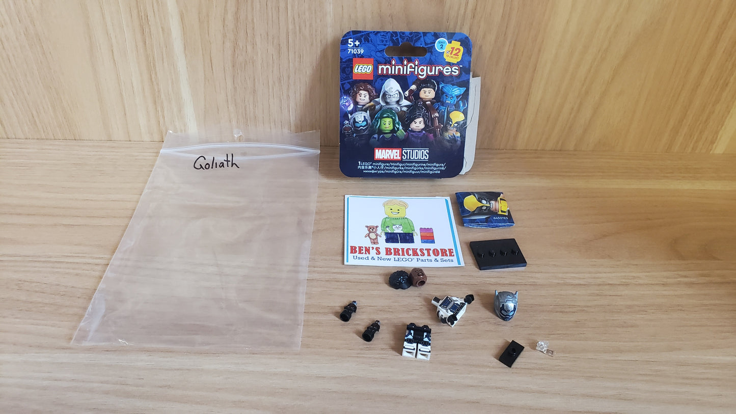 New, Complete LEGO® Collectible Minifigures Set colmar2-8 - Goliath, Marvel Studios, Series 2 (Complete Set with Stand and Accessories)