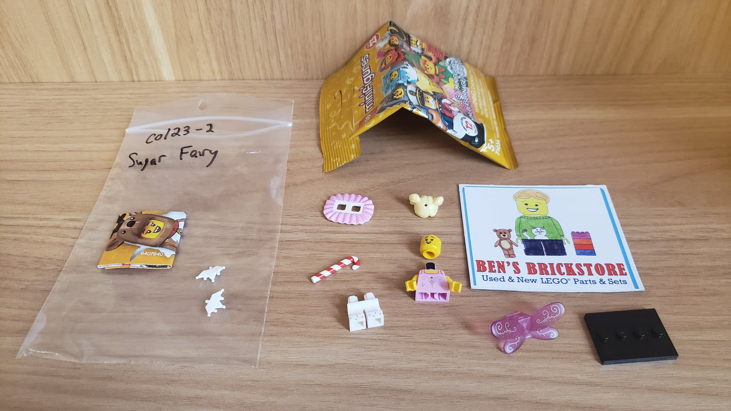 Used LEGO® Collectible Minifigures Set col23-2 - Sugar Fairy, Series 23 (Complete Set with Stand and Accessories)