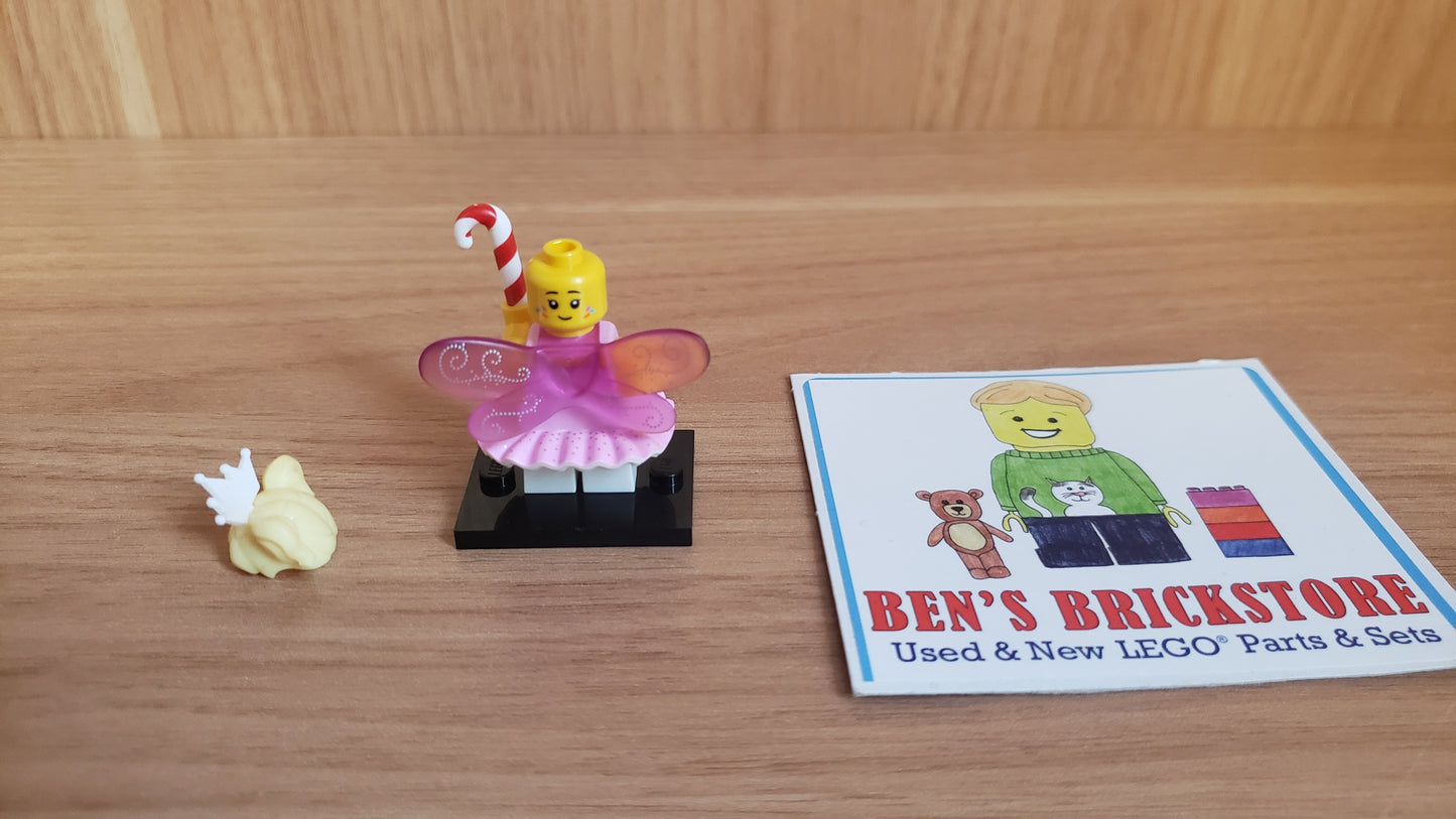 Used LEGO® Collectible Minifigures Set col23-2 - Sugar Fairy, Series 23 (Complete Set with Stand and Accessories)