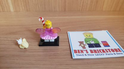 Used LEGO® Collectible Minifigures Set col23-2 - Sugar Fairy, Series 23 (Complete Set with Stand and Accessories)