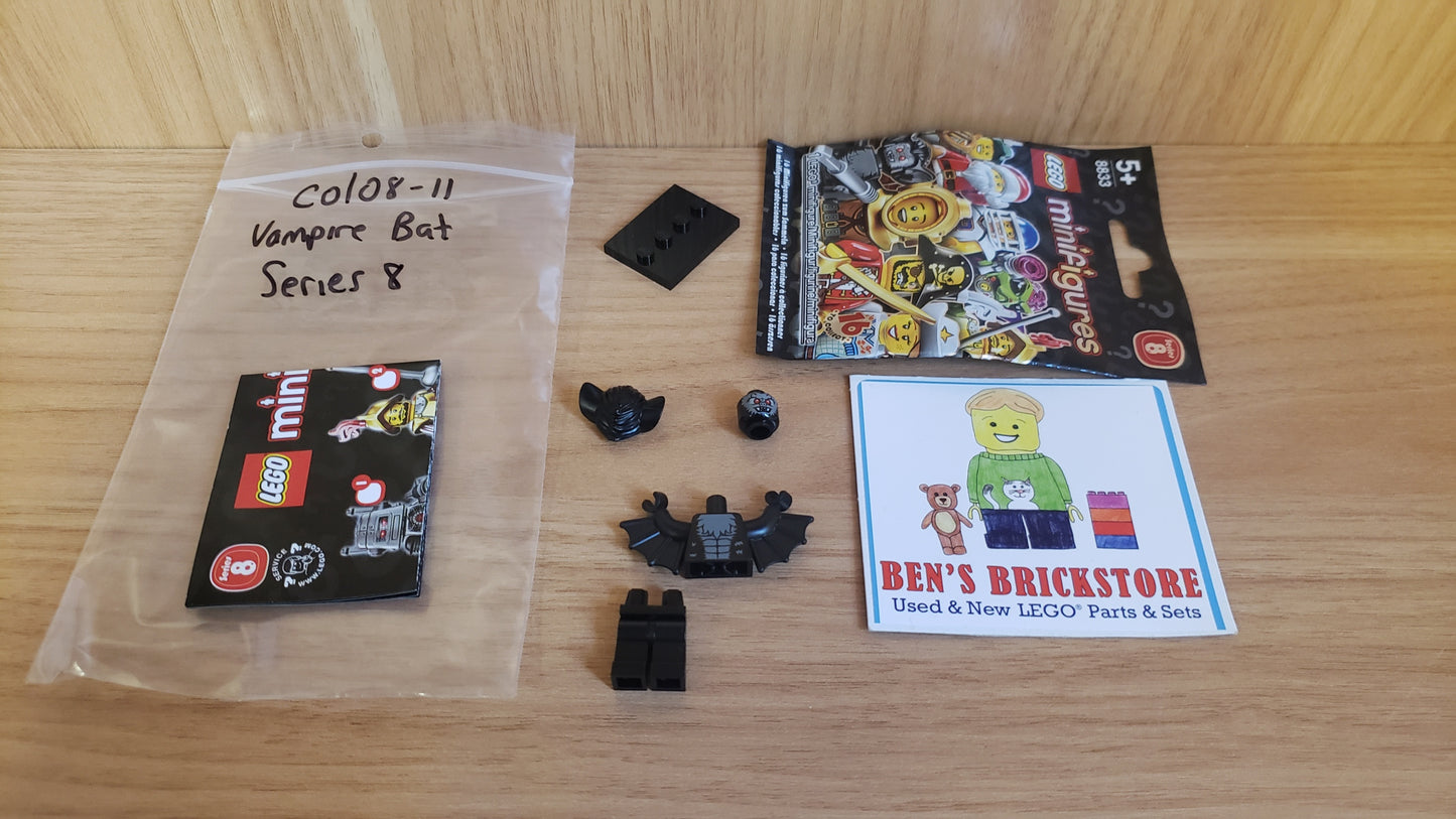 New, Complete LEGO® Collectible Minifigures Series 8, Set col08-11 - Vampire Bat, Series 8 (Complete Set with Stand and Accessories)