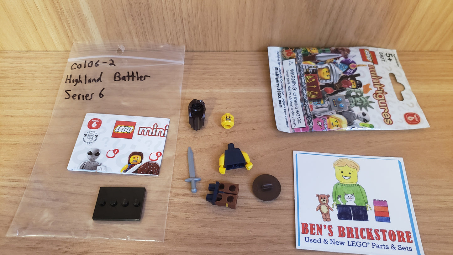 LEGO® Collectible Minifigures Set col06-2 - Highland Battler, Series 6 (Complete Set with Stand and Accessories)