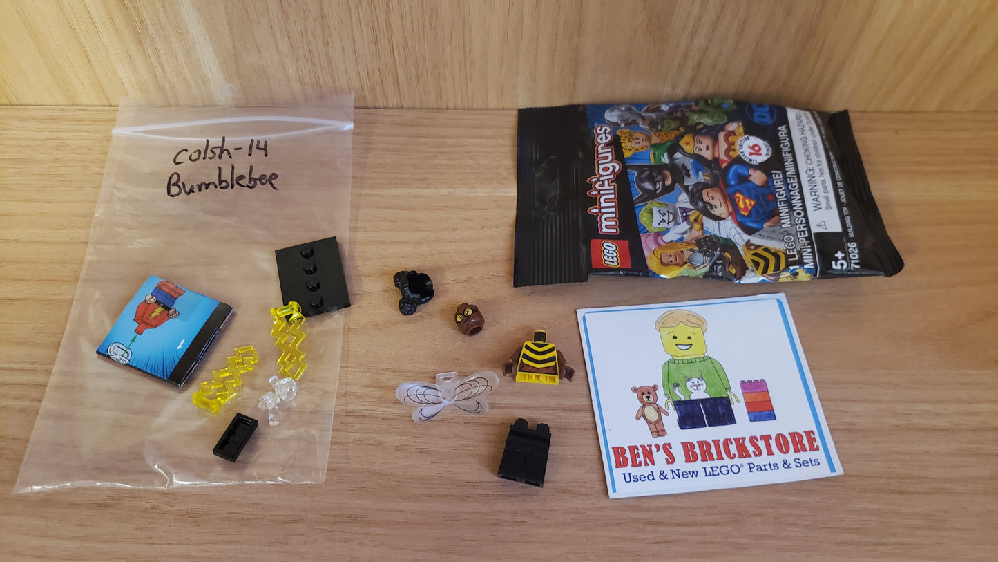 New, Complete LEGO® Collectible Minifigures Set colsh-14 - Bumblebee, DC Super Heroes (Complete Set with Stand and Accessories)