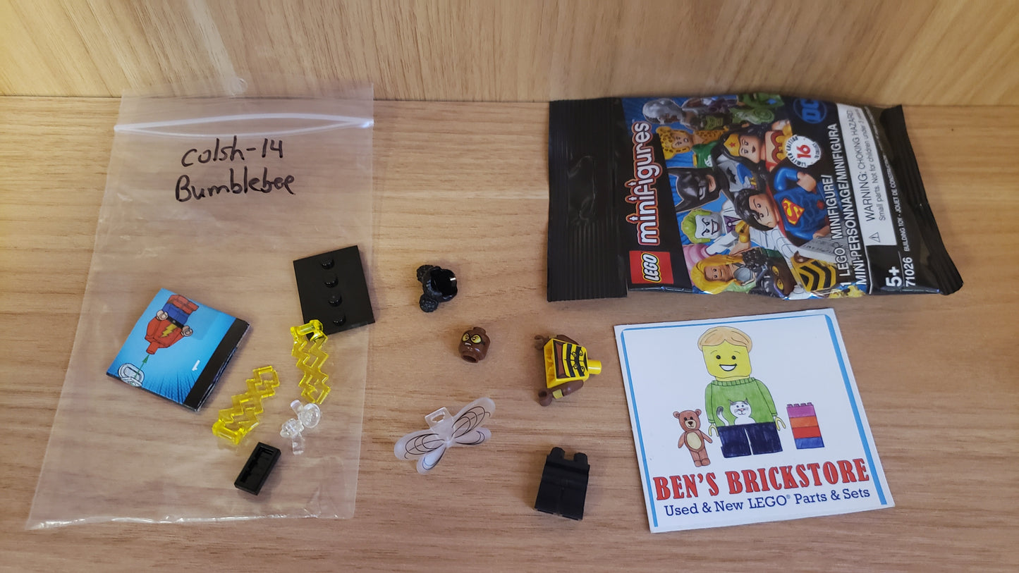 New, Complete LEGO® Collectible Minifigures Set colsh-14 - Bumblebee, DC Super Heroes (Complete Set with Stand and Accessories)