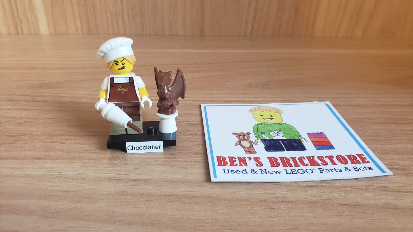 New, Sealed LEGO® Collectible Minifigures Set col29-7 Chocolatier, Series 29 (Complete Set with Stand and Accessories)