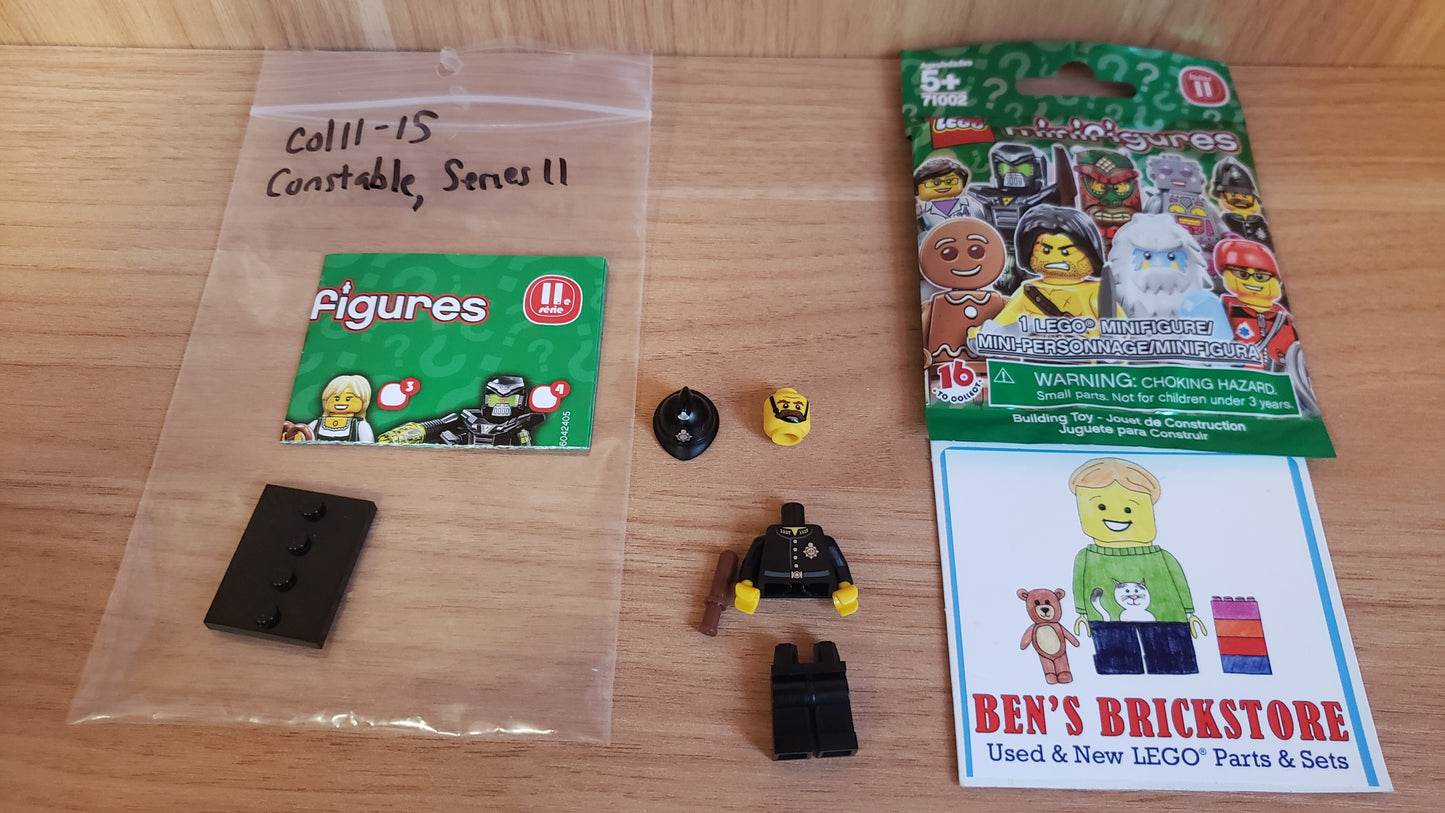 New, Complete LEGO® Collectible Minifigures Set col11-15 - Constable, Series 11 (Complete Set with Stand and Accessories)