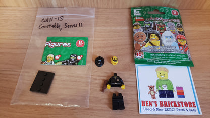 New, Complete LEGO® Collectible Minifigures Set col11-15 - Constable, Series 11 (Complete Set with Stand and Accessories)