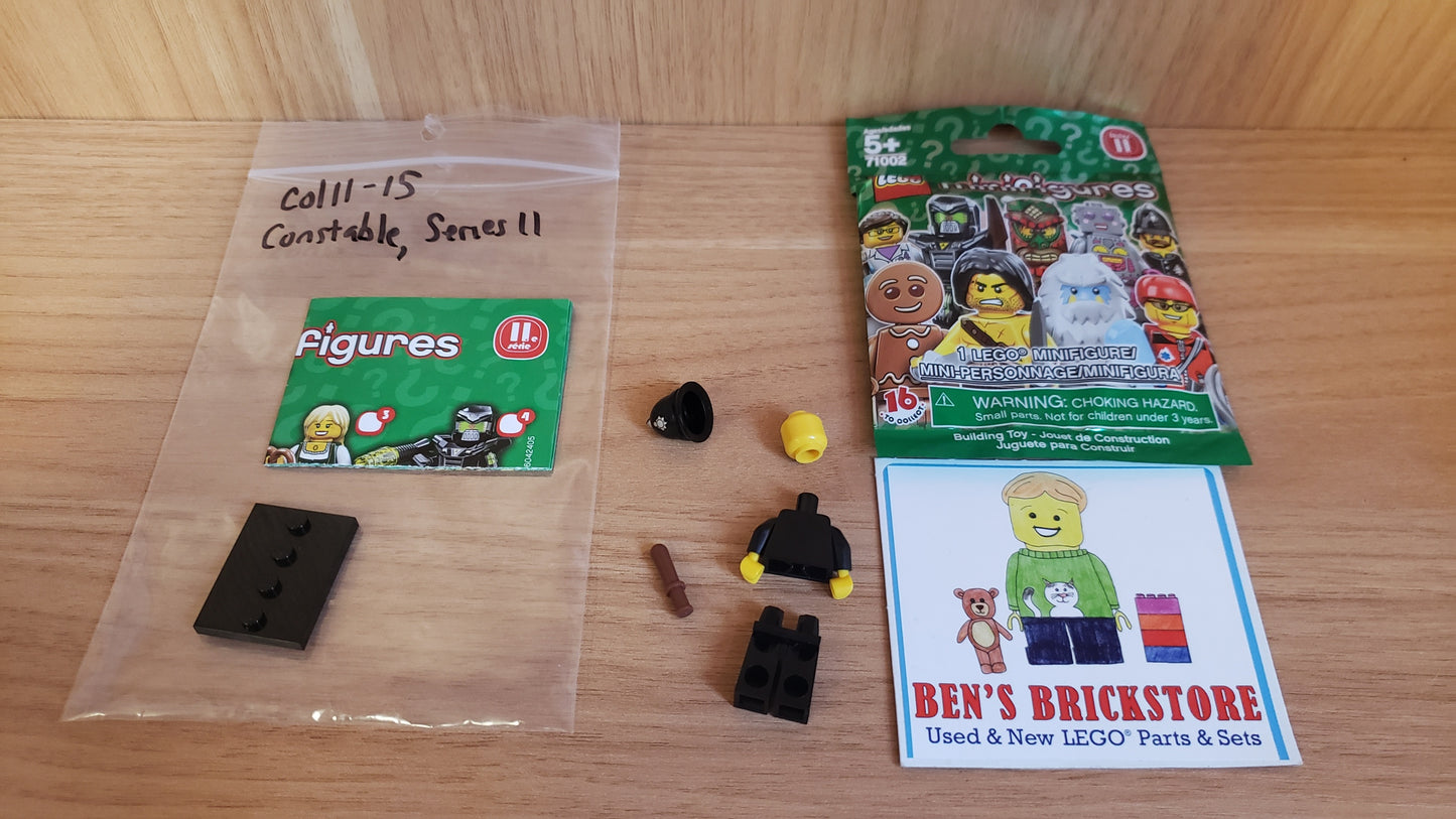 New, Complete LEGO® Collectible Minifigures Set col11-15 - Constable, Series 11 (Complete Set with Stand and Accessories)
