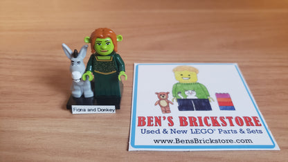 New, Sealed LEGO® Shrek Collectible Minifigures Set 71053 colshr-6, Fiona and Donkey (Complete Set with Stand and Accessories)