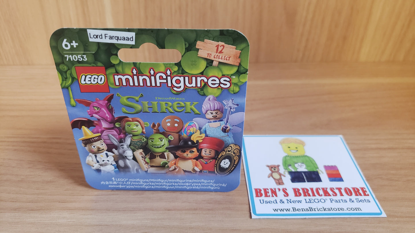 New, Sealed LEGO® Shrek Collectible Minifigures Set 71053 colshr-10, Lord Farquaad (Complete Set with Stand and Accessories)
