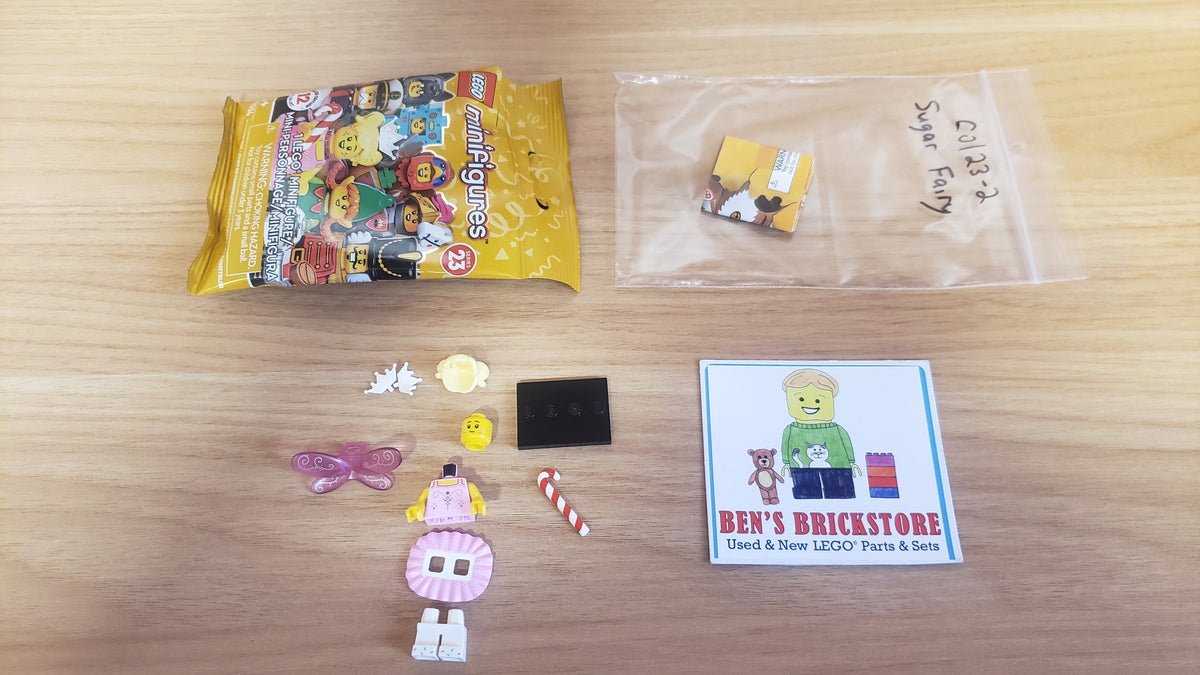 New, Complete LEGO® Collectible Minifigures Set 71034, col23-2 - Sugar Fairy, Series 23 (Complete Set with Stand and Accessories)