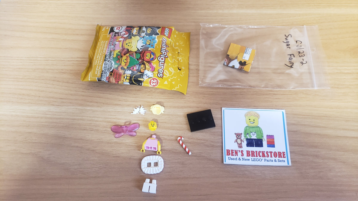 New, Complete LEGO® Collectible Minifigures Set 71034, col23-2 - Sugar Fairy, Series 23 (Complete Set with Stand and Accessories)