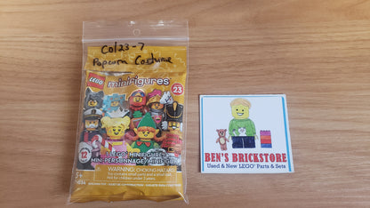 New, Complete LEGO® Collectible Minifigures Set 71034, col23-7 - Popcorn Costume, Series 23 (Complete Set with Stand and Accessories)