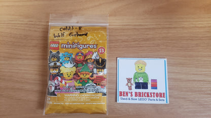 New, Complete LEGO® Collectible Minifigures Set 71034, col23-8 - Wolf Costume, Series 23 (Complete Set with Stand and Accessories)