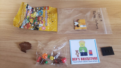 New, Complete LEGO® Collectible Minifigures Set 71034, col23-9 - Turkey Costume, Series 23 (Complete Set with Stand and Accessories)