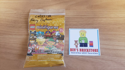 New, Complete LEGO® Collectible Minifigures Set 71034, col23-10 - Ferry Captain, Series 23 (Complete Set with Stand and Accessories)