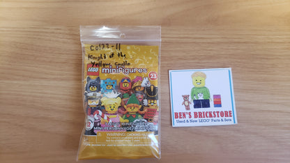 New, Complete LEGO® Collectible Minifigures Set 71034, col23-11 - Knight of the Yellow Castle, Series 23 (Complete Set with Stand and Accessories)