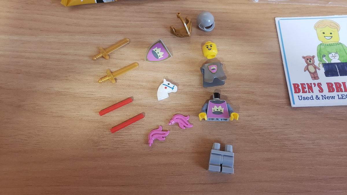 New, Complete LEGO® Collectible Minifigures Set 71034, col23-11 - Knight of the Yellow Castle, Series 23 (Complete Set with Stand and Accessories)