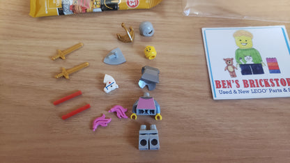 New, Complete LEGO® Collectible Minifigures Set 71034, col23-11 - Knight of the Yellow Castle, Series 23 (Complete Set with Stand and Accessories)