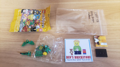 New, Complete LEGO® Collectible Minifigures Set 71034, col23-12 - Green Dragon Costume, Series 23 (Complete Set with Stand and Accessories)
