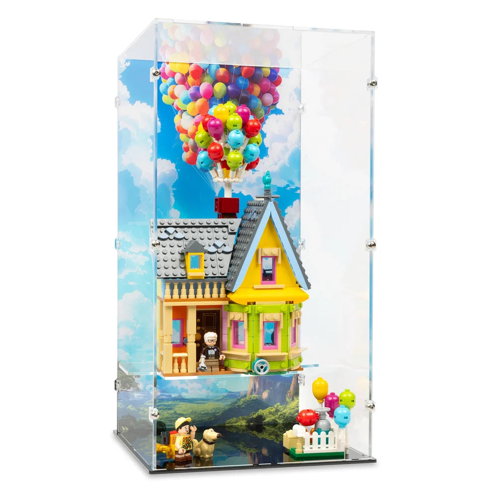 LEGO® ‘Up’ House Display Case with UV Printed Background (Floating) (43217) by Kingdom Brick Supply