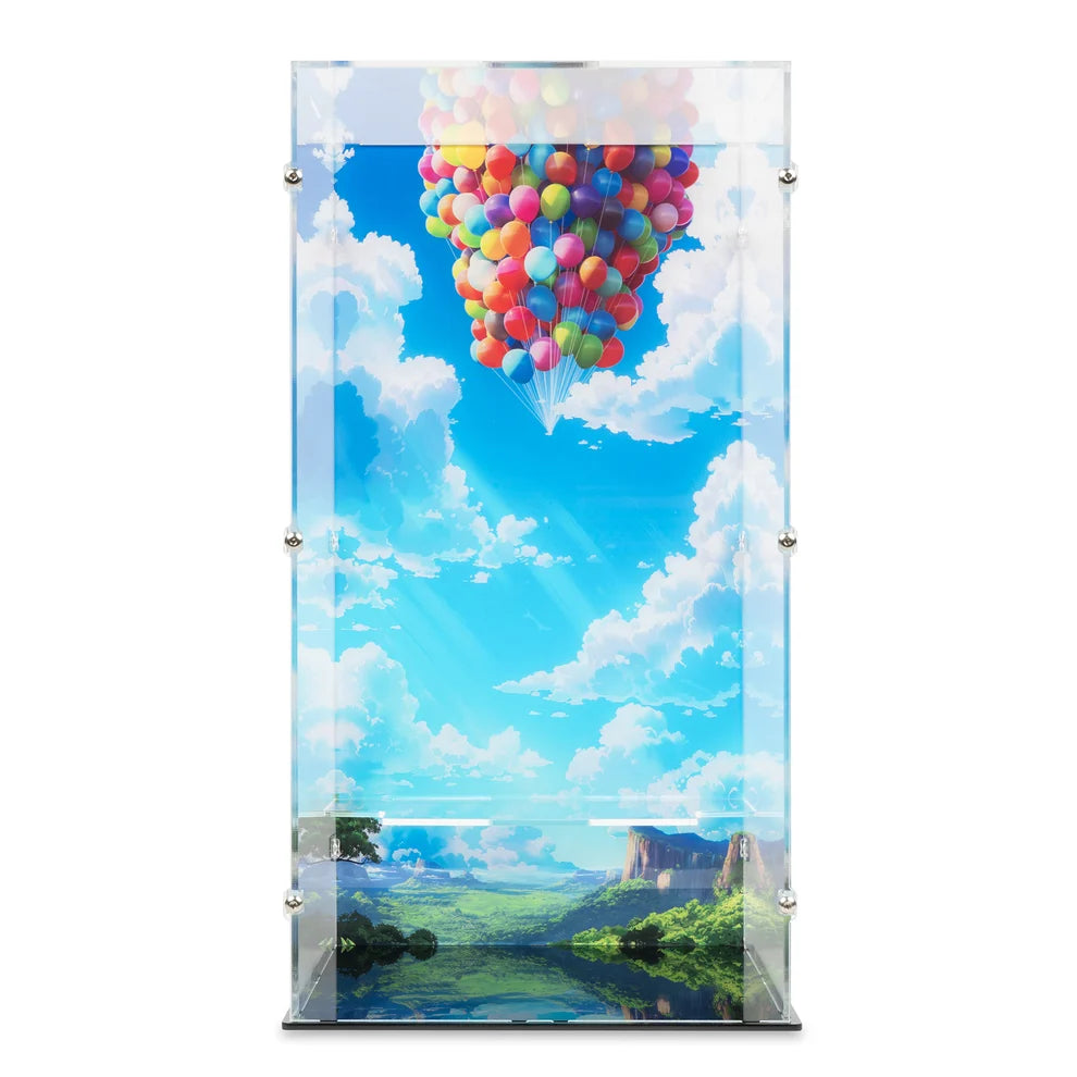 LEGO® ‘Up’ House Display Case with UV Printed Background (Floating) (43217) by Kingdom Brick Supply